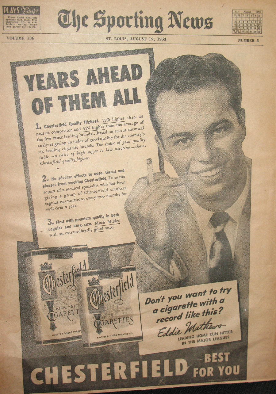 Eddie Mathews Chesterfield ad