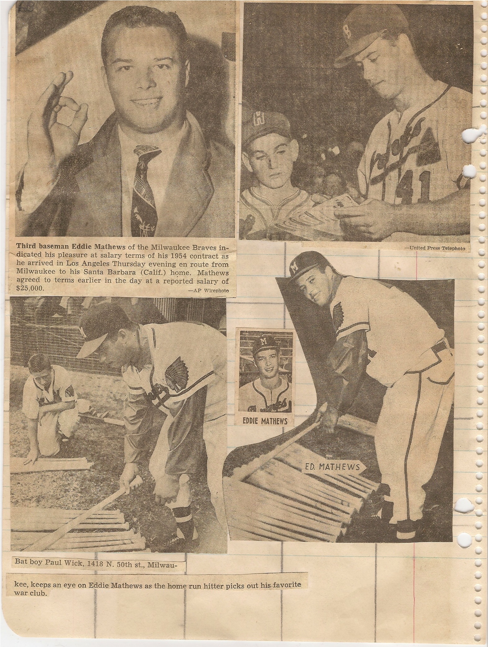 Eddie Mathews scrapbook pictures